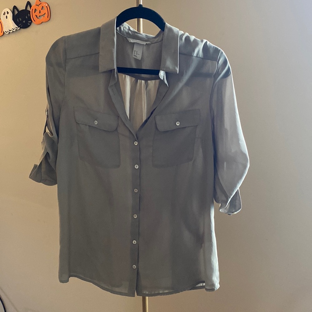 Sage green 3/4 sleeve blouse